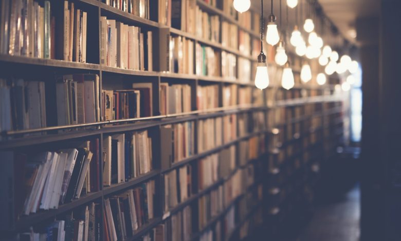 Library books and study environment, illustrative photograph